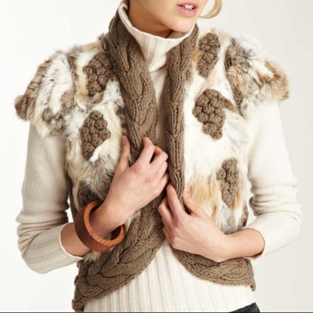 Love Token Rabbit Fur Short Sleeve Sweater Jacket